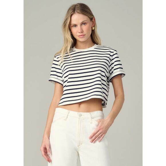 Joe's Jeans The Boxy Tee - Milk Navy Stripe NWT SIZE M L - Picture 1 of 6